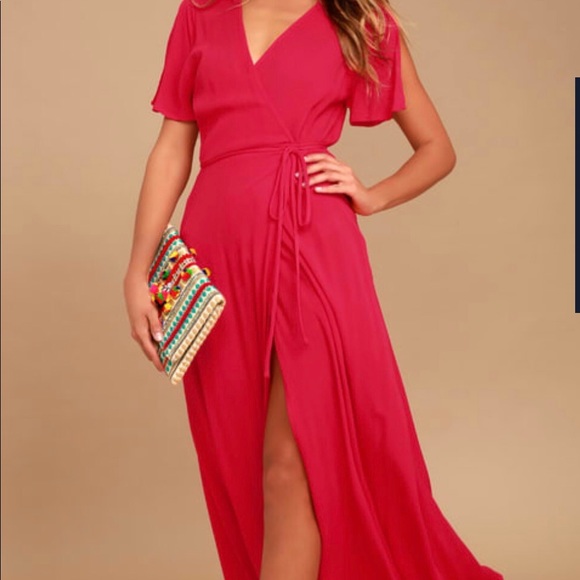 burgundy wrap maxi dress